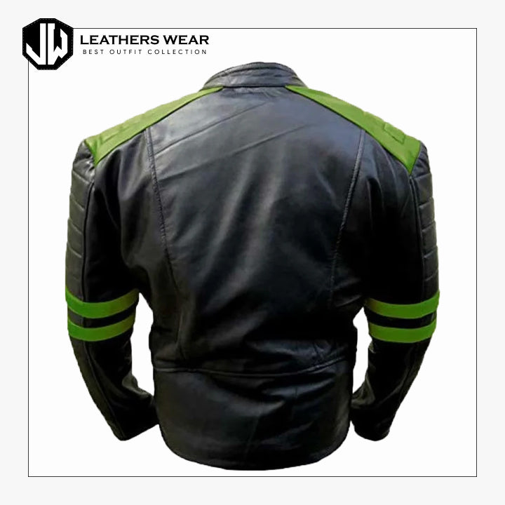 MensVintagebikerGreenLeatherJacket1