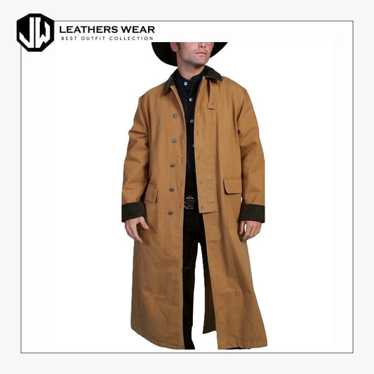 Mens Western Duster Full Length Coat
