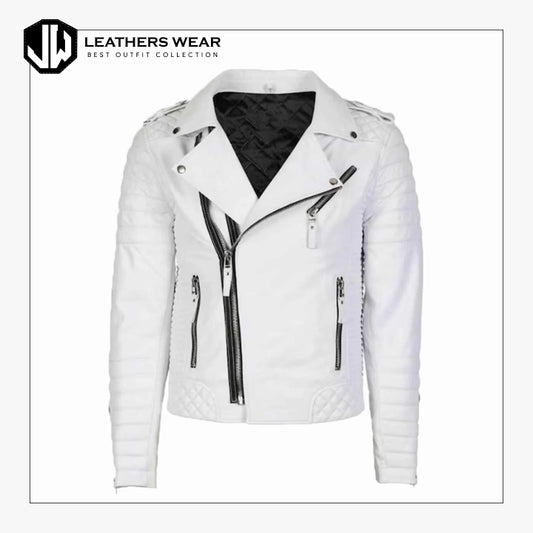 MensWhiteBestLeatherMotorcycleJacket