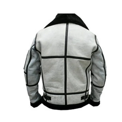 Mens White Bomber Aviator Jacket