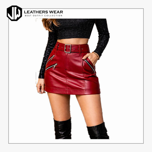 Mid Length Leather Skirt