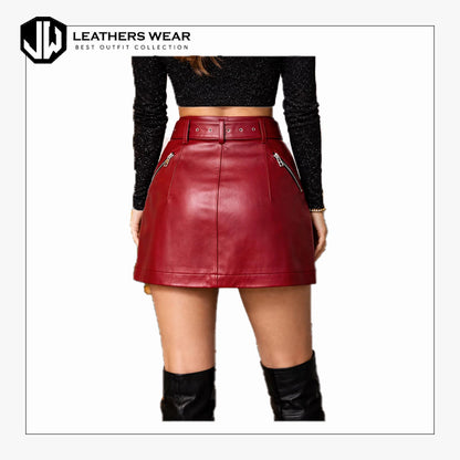 Mid Length Leather Skirt