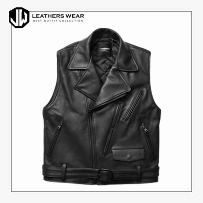 Motorcycle Black leather Vest