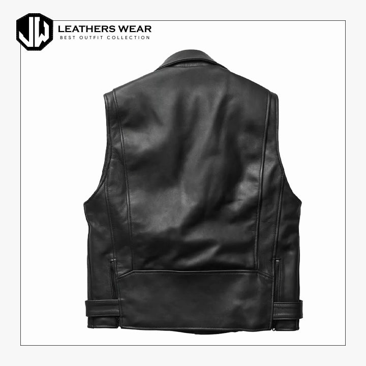 Motorcycle Black leather Vest