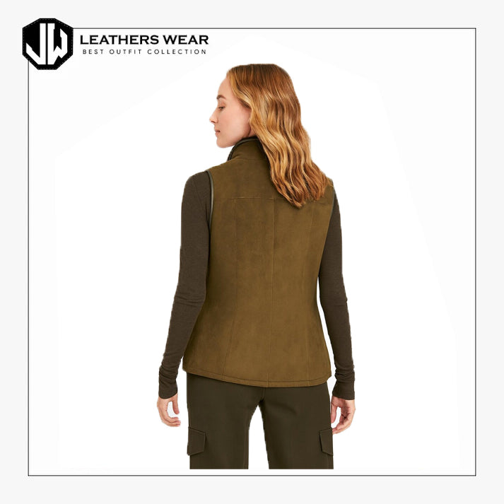 Olive Green Faux Suede Vest