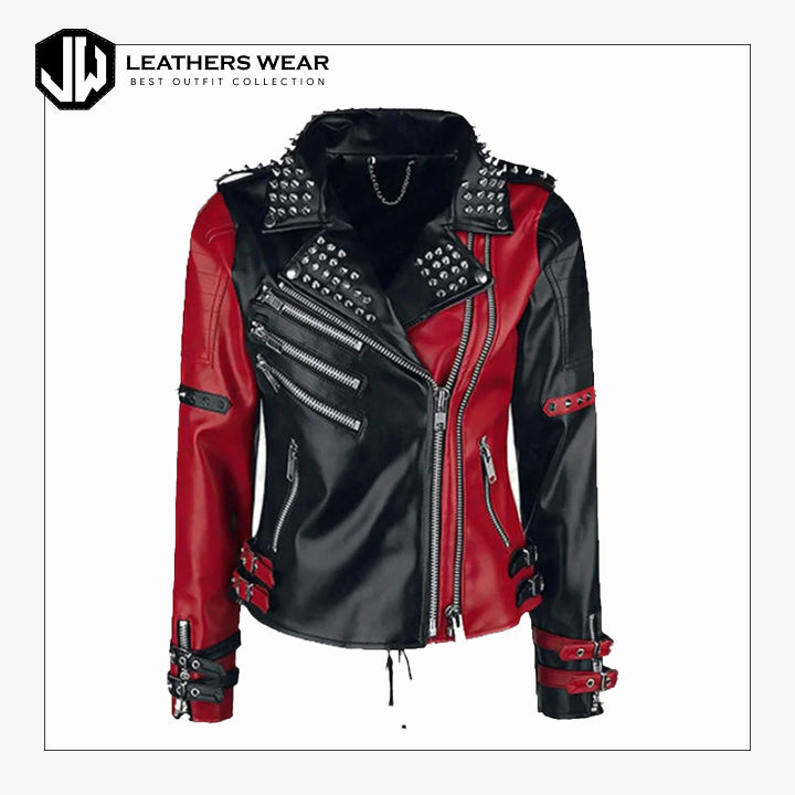 Leather Studded Jacket for Womens