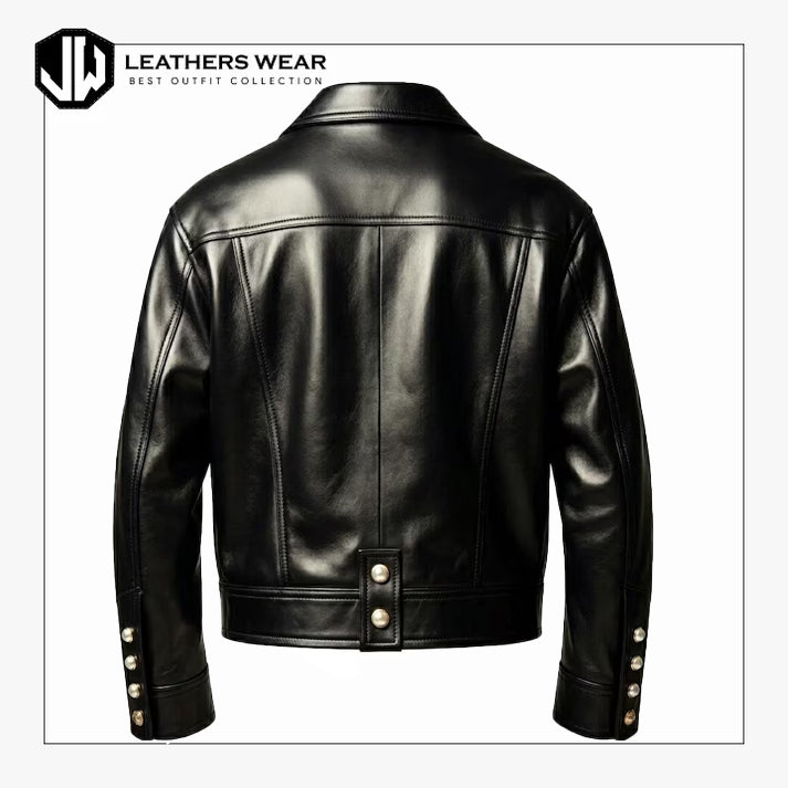 Pearl Studded Black Vegan Leather Jacket