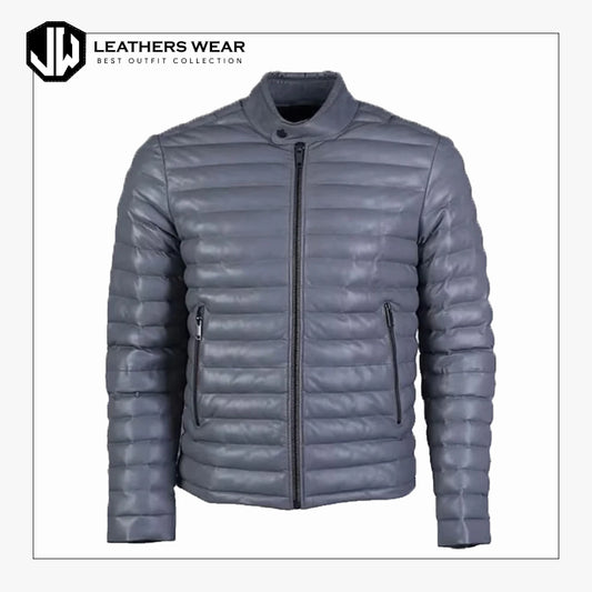 Puffer Grey Jacket Leathers Wear