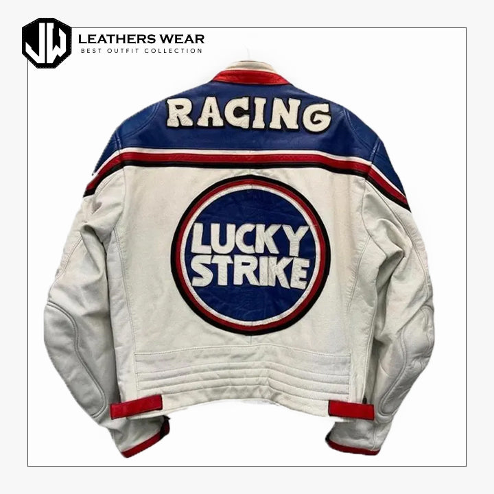 Racing Strike Blue Biker Jacket