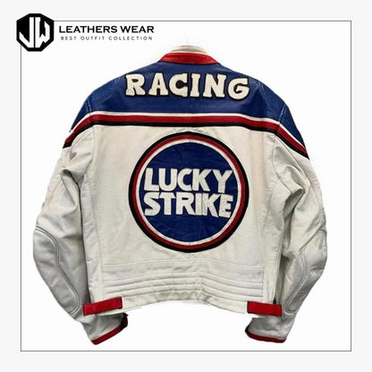 Racing Strike Blue Biker Jacket