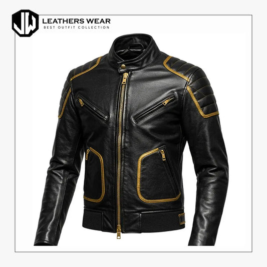 Real Leather Biker Jacket Mens