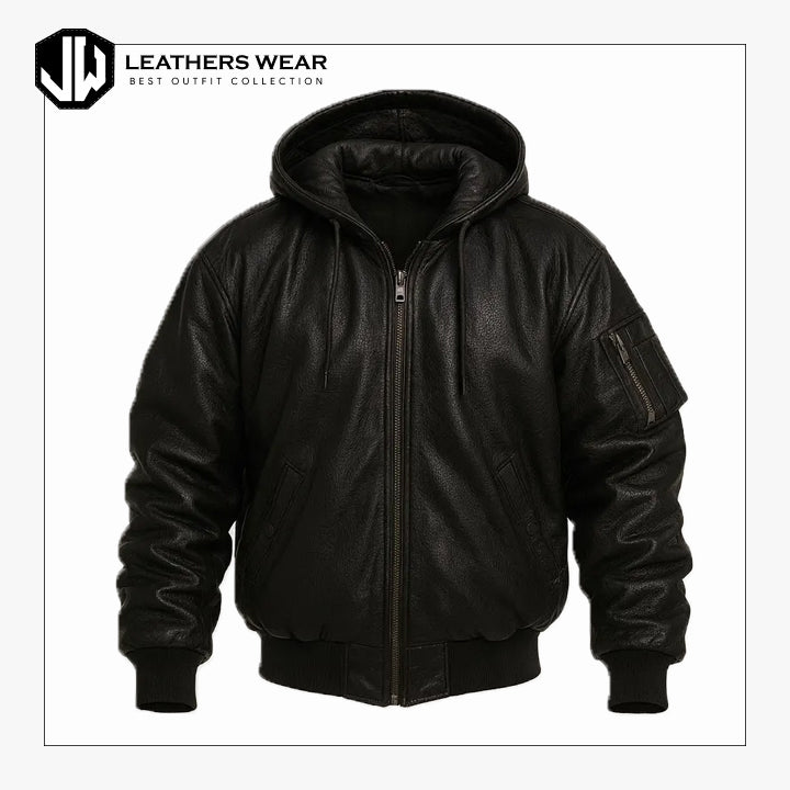 Real Sheepskin Bomber Hoodie Jacket