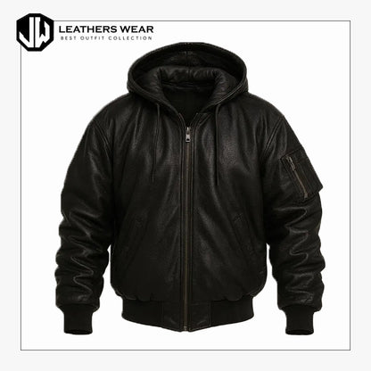 Real Sheepskin Bomber Hoodie Jacket