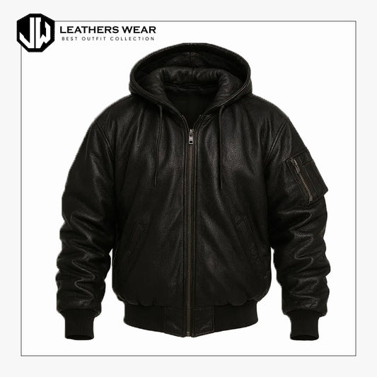 Real Sheepskin Bomber Hoodie Jacket