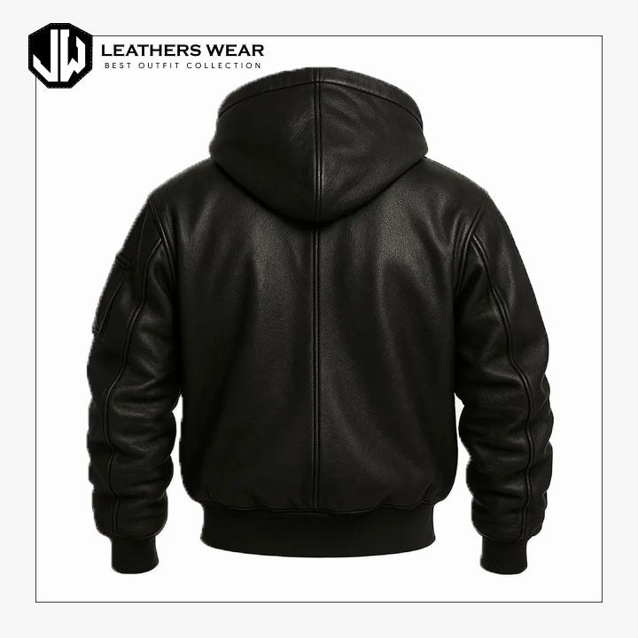 Real Sheepskin Bomber Hoodie Jacket