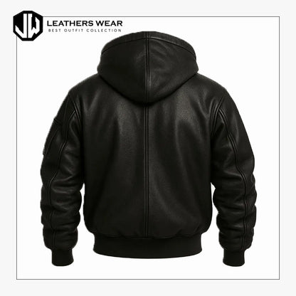 Real Sheepskin Bomber Hoodie Jacket