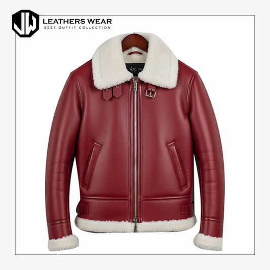 Red Leather B3 Bomber Jacket