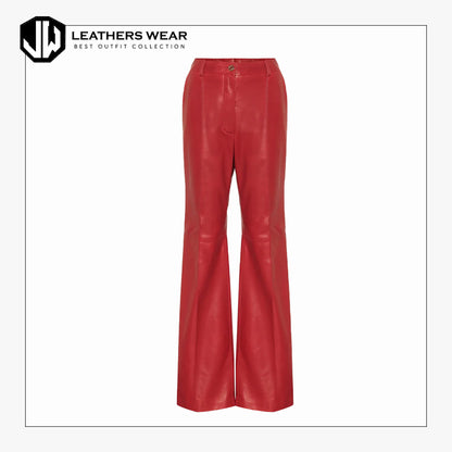 Red Leather Pants Womens