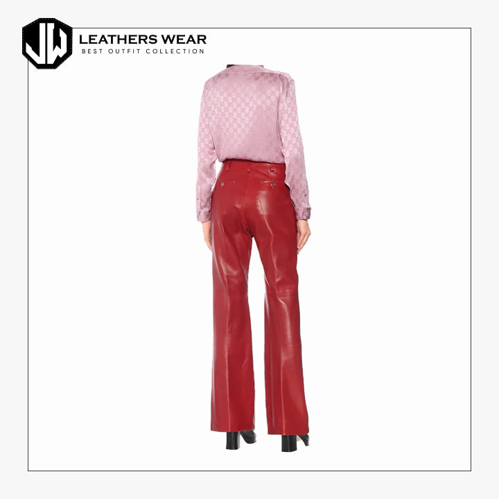 Red Leather Pants Womens