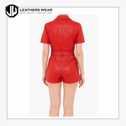 Red Leather Romper