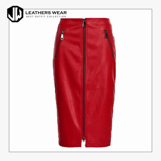 Red Leather Skirt Leathers Wear