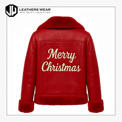 Red Merry Christmas Leather Jacket