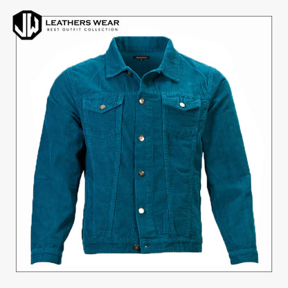 Retro Trucker Jacket Corduroy Teal