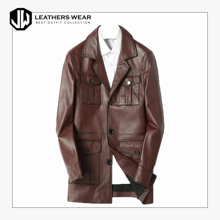 Scout Brown Leather Trench Coat