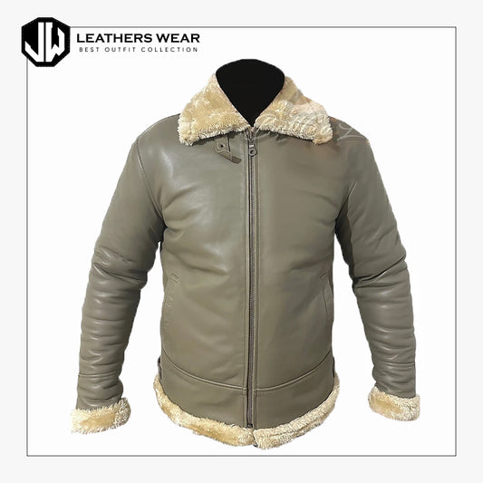 Shearling Collar Leather Jacket