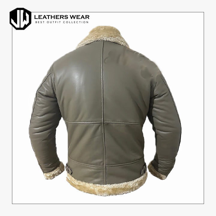 Shearling Collar Leather Jacket