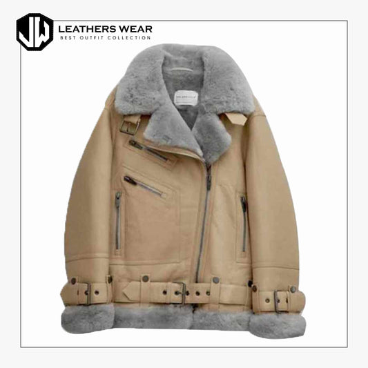 Shearling Leather Aviator Jacket