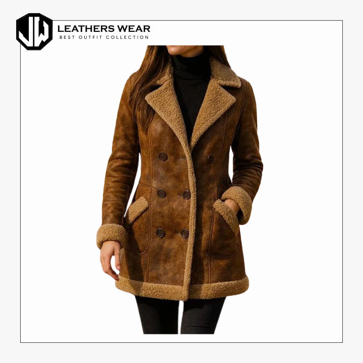 Shearling Long Coat Womens