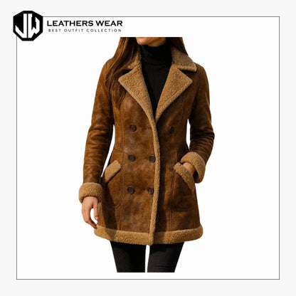 Shearling Long Coat Womens