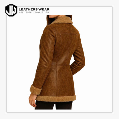 Shearling Long Coat Womens