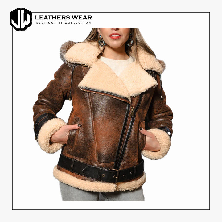 Sheepskin Aviator Jacket Womens