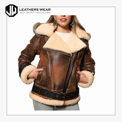 Sheepskin Aviator Jacket Womens