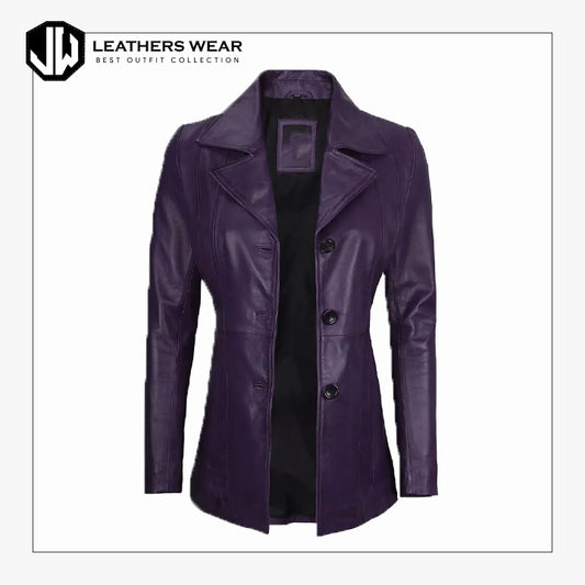 Sheepskin Purple Leather Winter Blazer