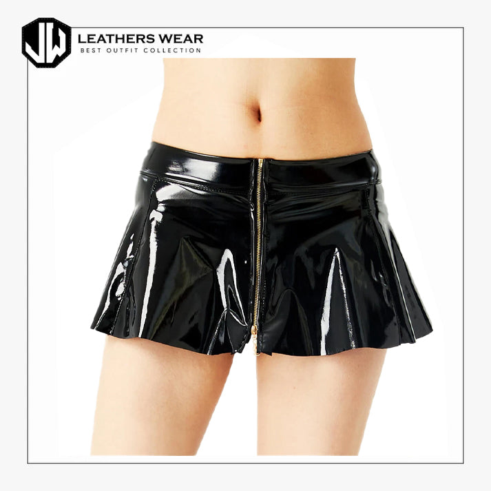 Short Black Leather Skirt