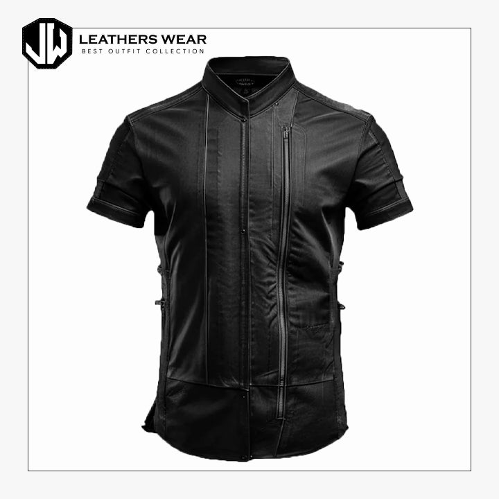 Short Sleeve Leather Shirt