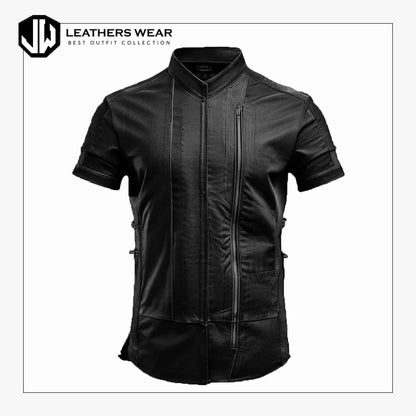 Short Sleeve Leather Shirt