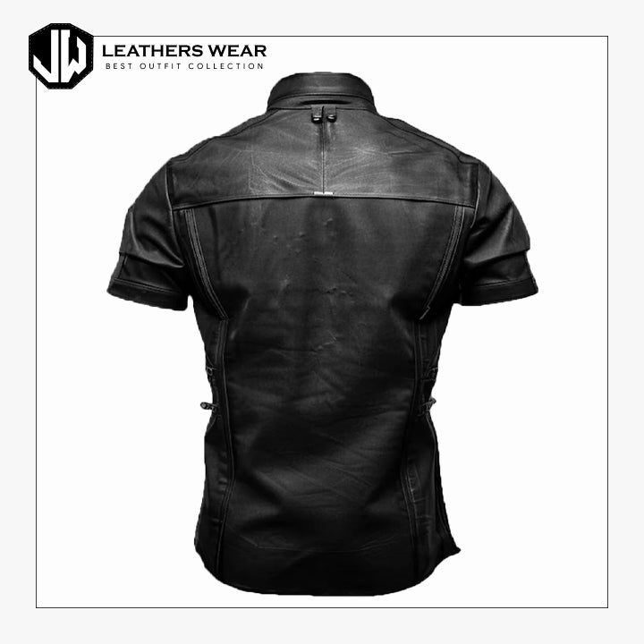 Short Sleeve Leather Shirt