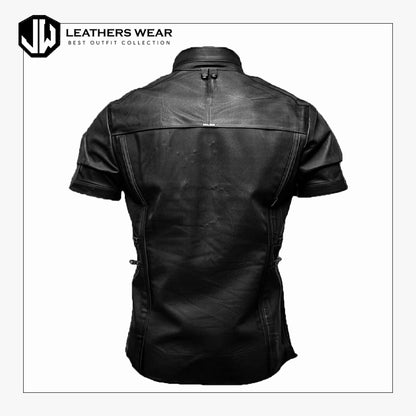 Short Sleeve Leather Shirt