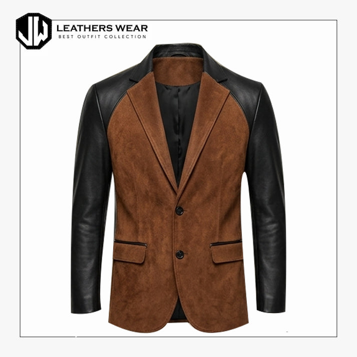 Slim Fit Leather Blazer Men