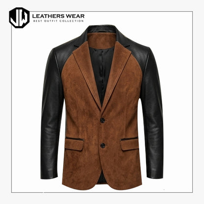 Slim Fit Leather Blazer Men
