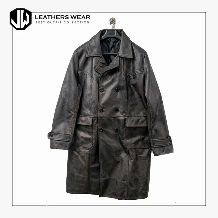 Spider Noir Leather Trench Coat