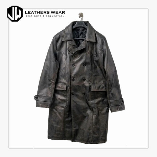 Spider Noir Leather Trench Coat