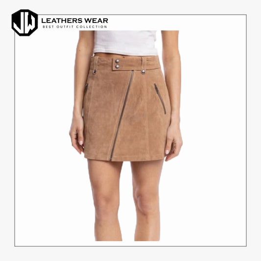 Suede Leather Mini Skirt