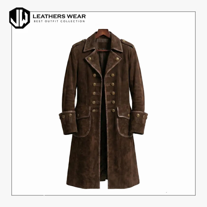 Suede Leather Pirate Trench Coat