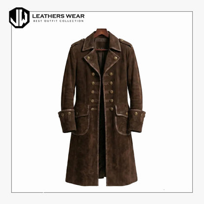 Suede Leather Pirate Trench Coat