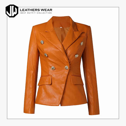 Tan Leather Blazer Womens